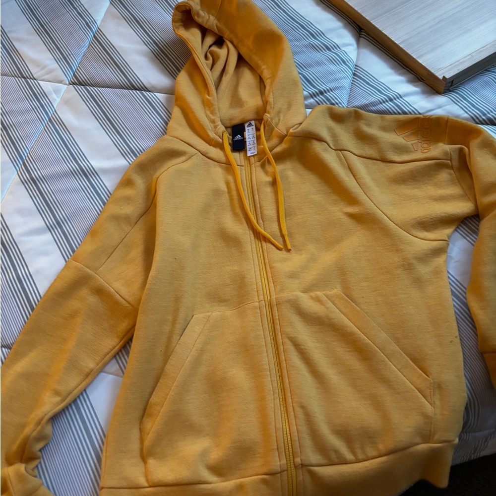 Adidas Mustard Zip-Up Hoodie